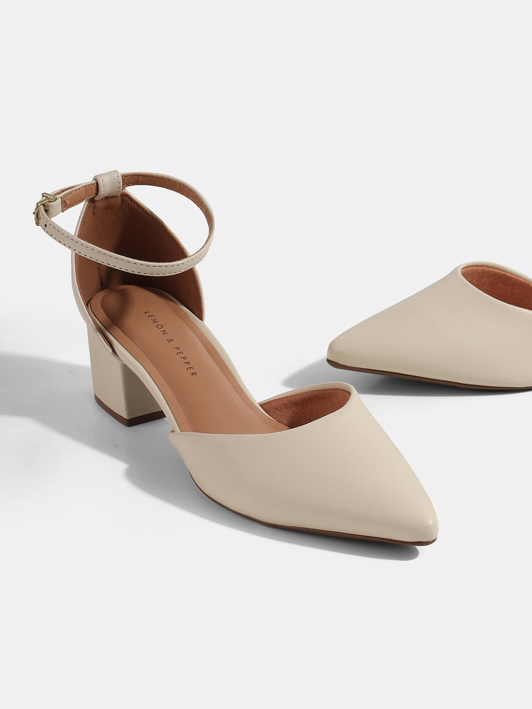 Elegant Cream Block Heel Sandals